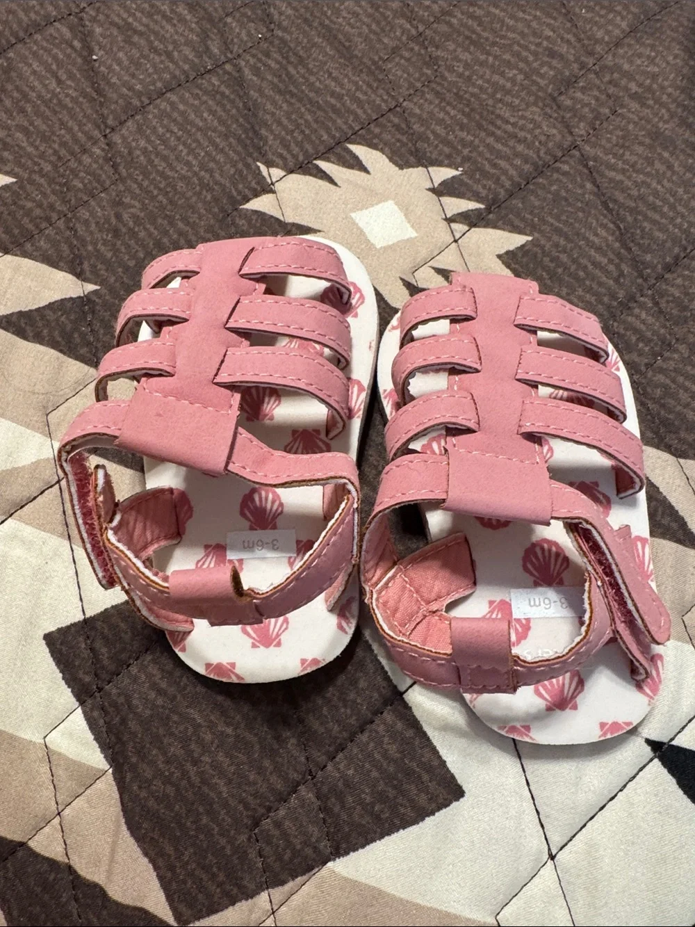 Carter's Pink Girls Closed-Toe Shell Print Sandals
